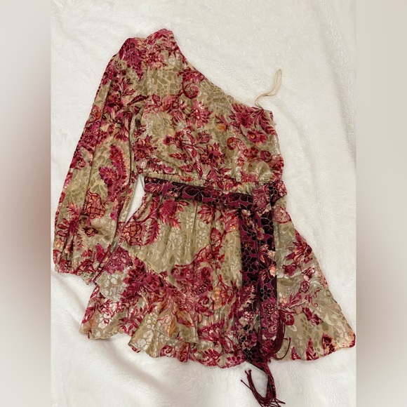 HEMANT & NANDITA Dresses & Skirts - Hemant & Nandita NWT Red Beige Metalic Floral Mini Dress Size M